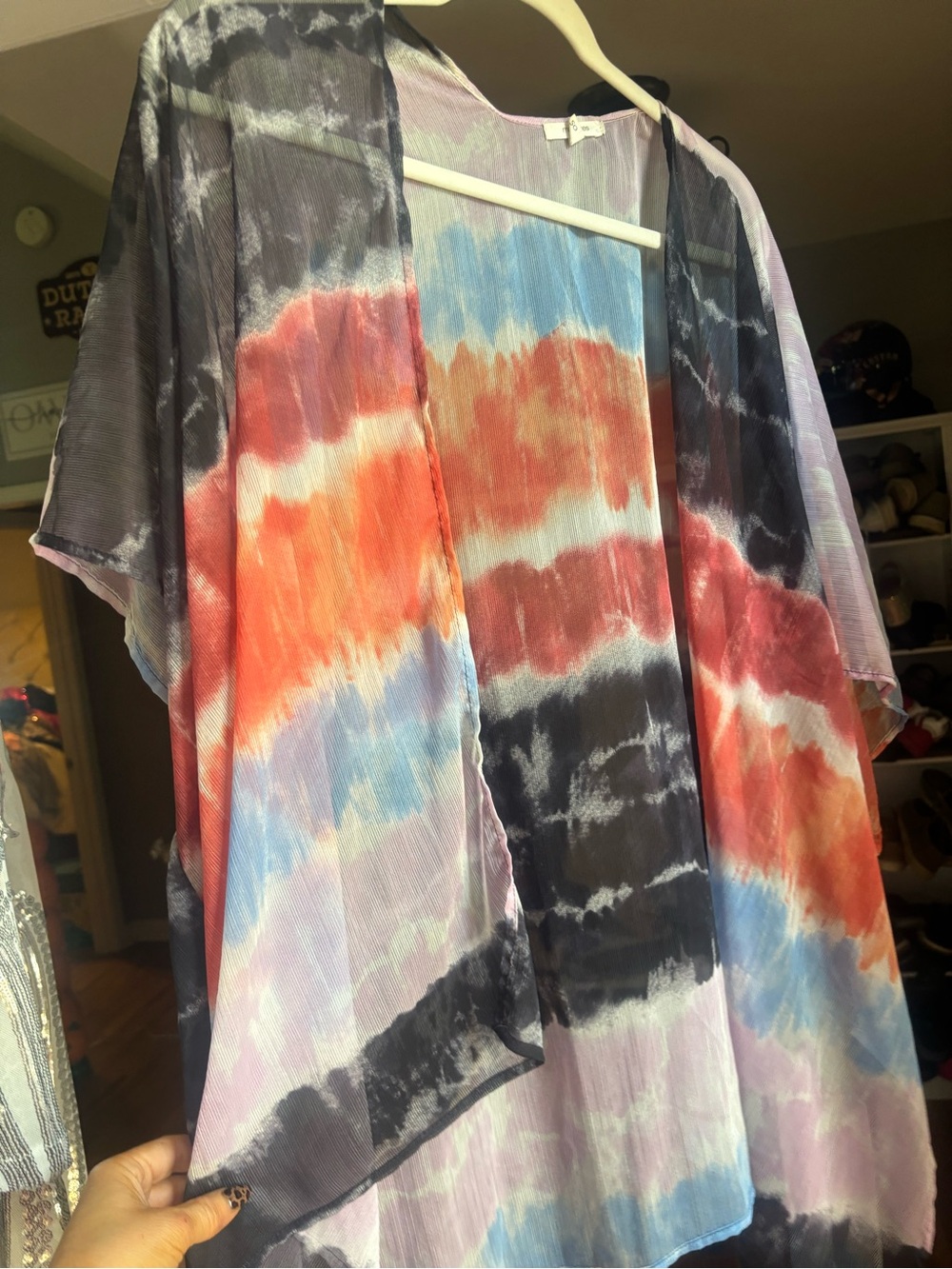 Lightweight Tie-Dye Open Front kimono Multicolor